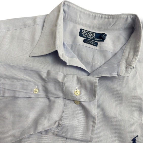 Polo Ralph Lauren Other - Polo Ralph Lauren Andrew Men's 17.5 34/35 Light Blue Striped Button‎ Down Shirt